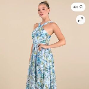Lulus Floral Maxi Dress in Blue and Green